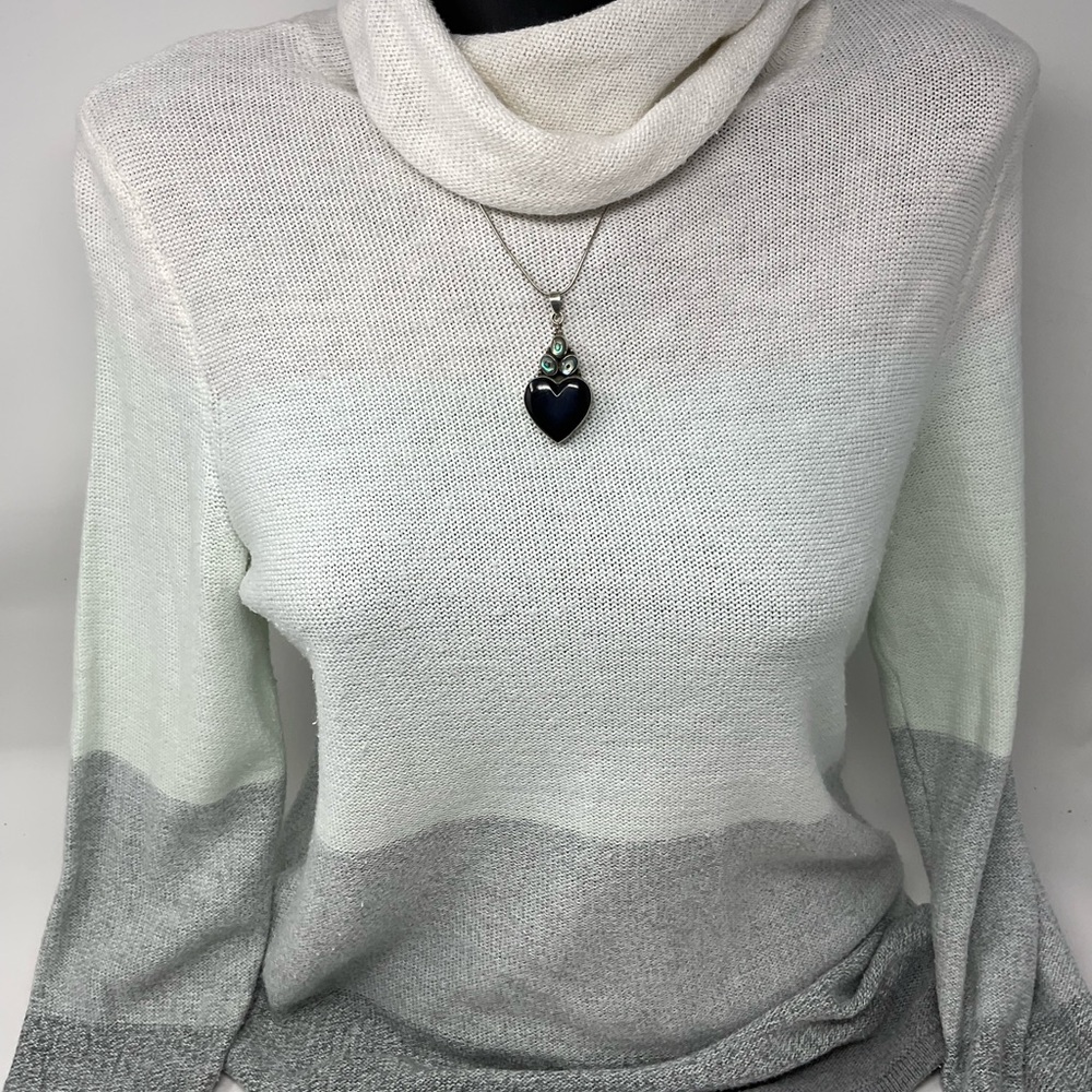 Silver and Black Heart Necklace